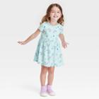 Toddler Girls' Short Sleeve Aqua Rainbow Dress - Cat & Jack Blue
