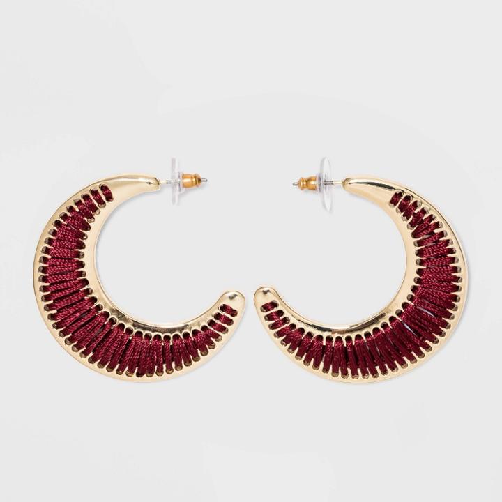 Sugarfix By Baublebar Threaded Crescent Moon Earrings - Burgundy, Red