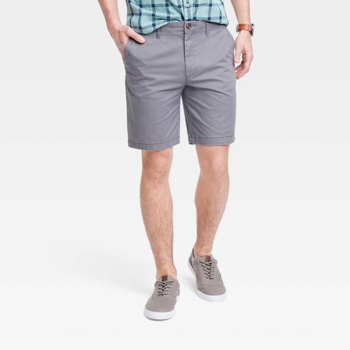 Men's Every Wear 9 Slim Fit Flat Front Chino Shorts - Goodfellow & Co Thundering Gray
