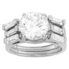 Target 4.95 Ct. T.w. 10mm Round-cut Cubic Zirconia Designer 3-piece Ring Set With Side Stones In Sterling Silver -