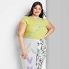 Women's Plus Size Short Sleeve Diagonal Cut Out Baby T-shirt - Wild Fable