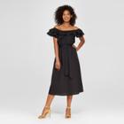 Women's Wrap Tie Bardot Midi Dress - Who What Wear Black