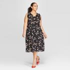 Women's Plus Size Floral Print Sleeveless Ruffle Detail Wrap Maxi Dress - Who What Wear Black