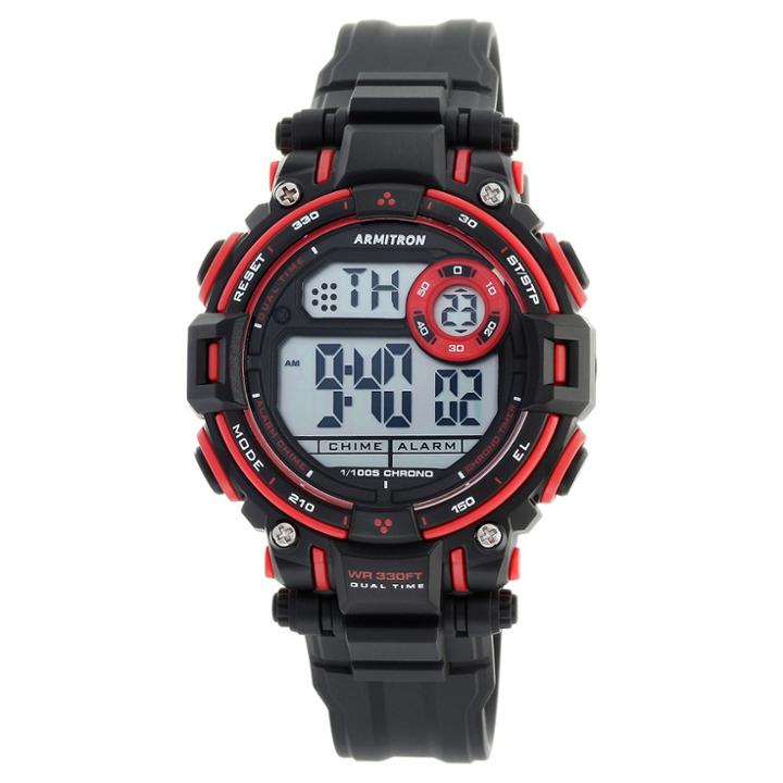 Armitron Sport Chronograph Strap Watch -matte Black/red