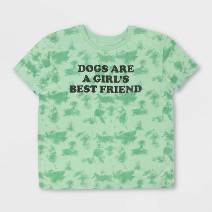 Modern Lux Women's Dogs Are A Girl's Bestfriend Graphic Short Sleeve T-shirt - Green