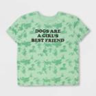 Modern Lux Women's Dogs Are A Girl's Bestfriend Graphic Short Sleeve T-shirt - Green