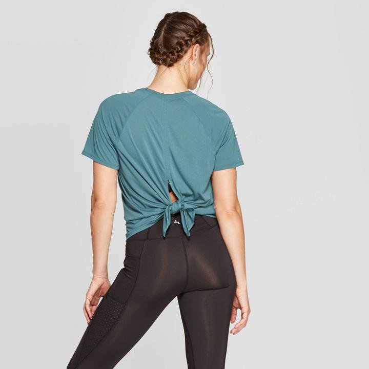 Women's Tie Back Short Sleeve T-shirt - Joylab Seaweed Teal