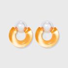 Pearl Post Hoop Earrings - A New Day Orange