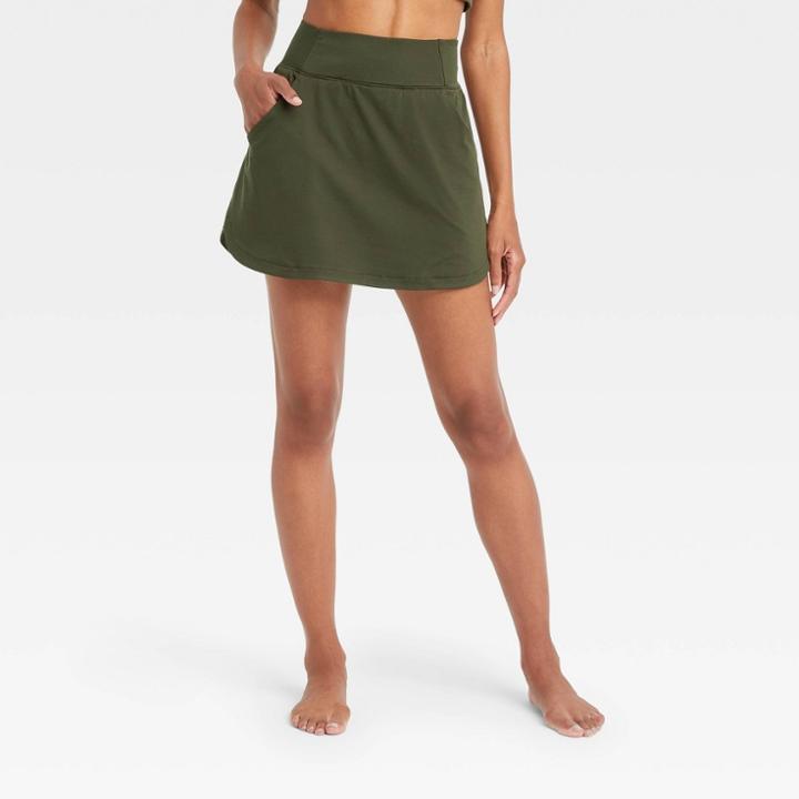 Women's Mid-rise Knit Skorts - All In Motion Olive Green