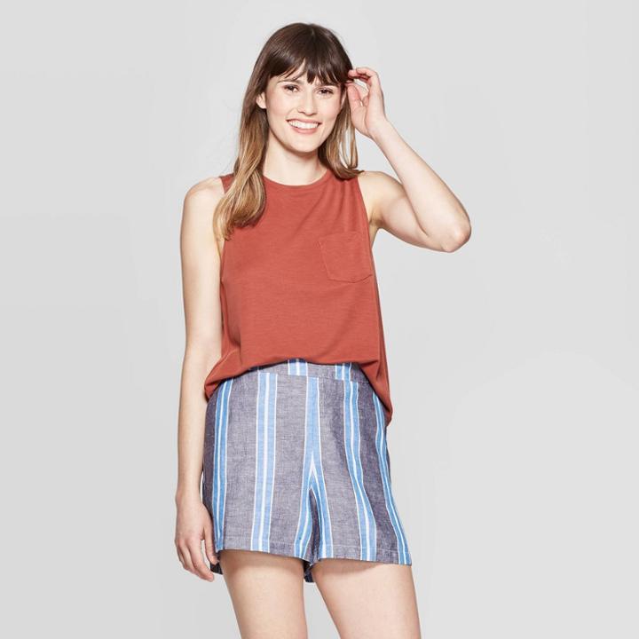 Women's Crewneck Sandwash Tank Top - A New Day Brown