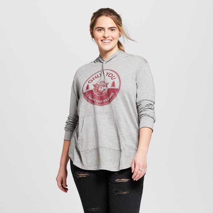 Women's Smokey Bear Plus Size Graphic Hoodie (juniors') - Gray