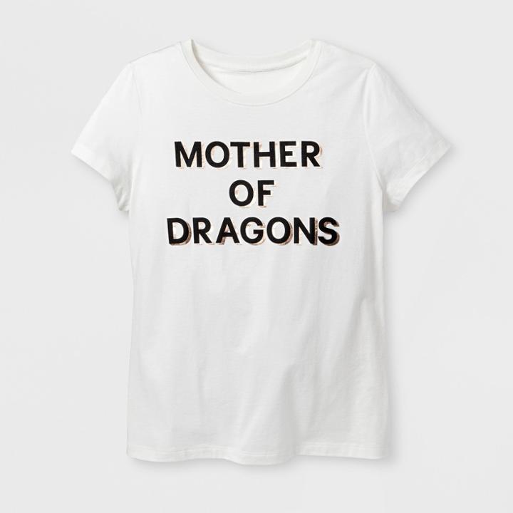Shinsung Tongsang Women's Short Sleeve 'mother Of Dragons' Graphic T-shirt - Almond Cream