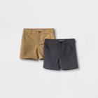 Toddler Boys' 2pk Quick Dry Woven Chino Shorts - Cat & Jack Black/khaki