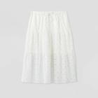 Women's Plus Size Tiered Eyelet Midi Skirt - A New Day Cream 1x, Women's, Size: