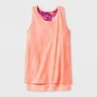 Girls' Printed Racerback Tank - C9 Champion Coral (pink)