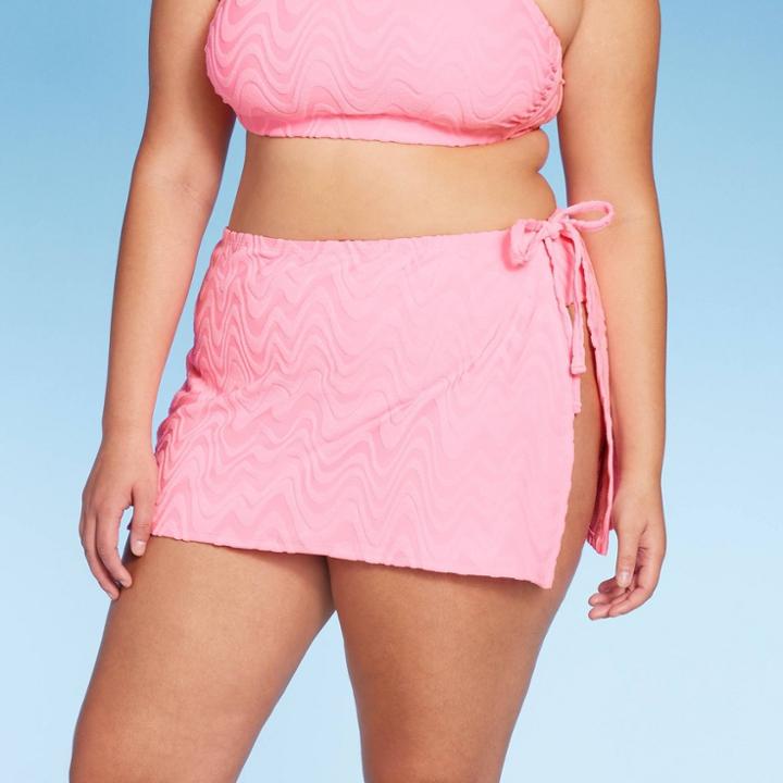 Women's Wavy Terry Textured Side-tie Skirt Swimsuit Cover Up - Wild Fable