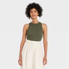 Women's Slim Fit Rib Tank Top - A New Day Green