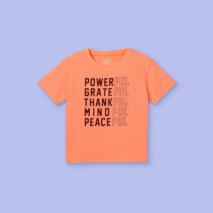 Girls' Boxy Graphic T-shirt - More Than Magic Neon Peach