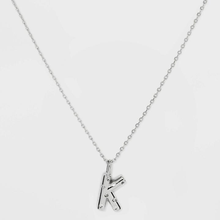 Silver Plated Cubic Zirconia 'k' Pendant Necklace - A New Day