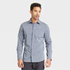 Men's Long Sleeve Button-up T-shirt - All In Motion Navy