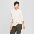 Women's Striped Long Sleeve Cozy Twist Front Top - A New Day Pink/white Xxl, Pink White