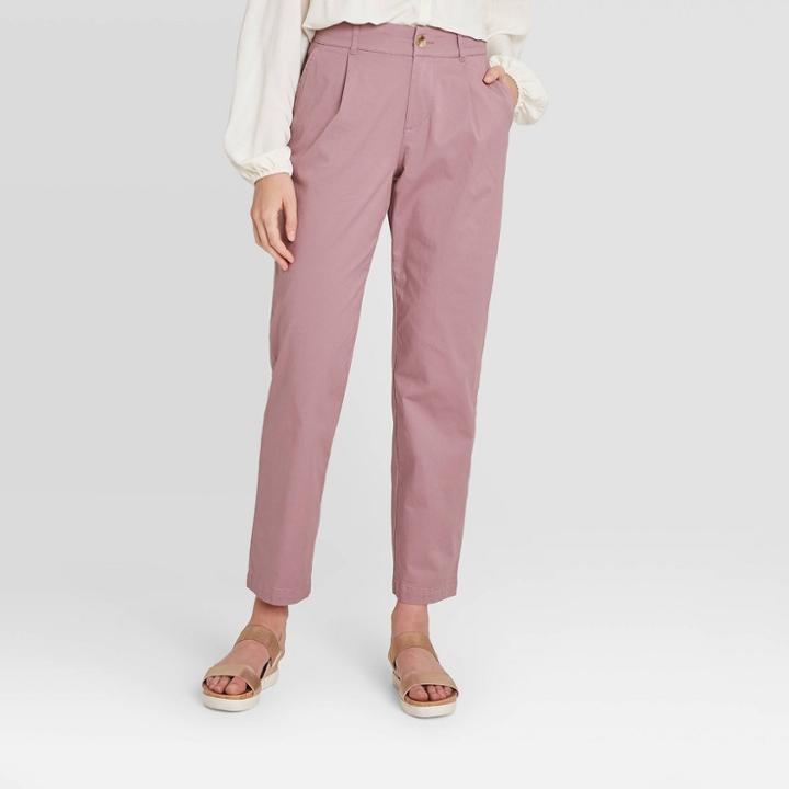 Women's High-rise Straight Leg Cropped Pants - A New Day Lilac