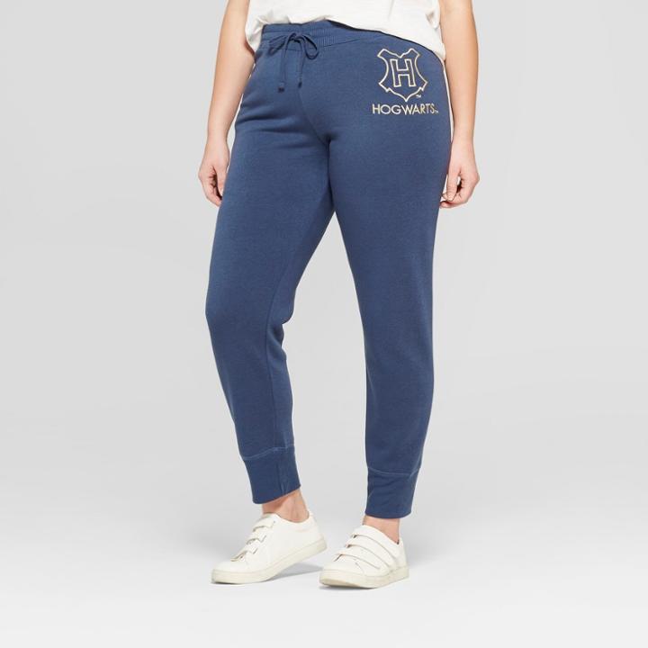 Warner Brothers Women's Harry Potter Plus Size Hogwarts Jogger Pants - (juniors') Blue