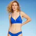 Women's Ribbed V-wire Bikini Top - Shade & Shore Cobalt Blue