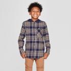 Boys' Long Sleeve Plaid Flannel Button-down Shirt - Art Class Gray