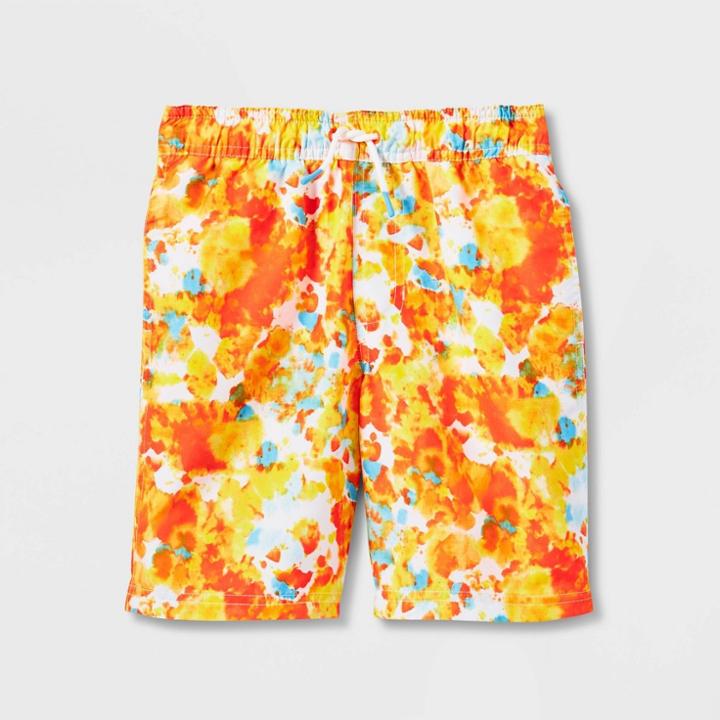 Boys' Tie-dye Swim Shorts - Cat & Jack Xs, Blue/orange/yellow