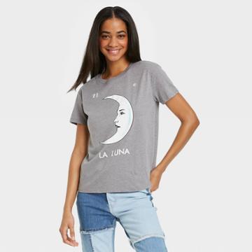 Modern Lux Women's La Luna Short Sleeve Graphic T-shirt - Heather Gray