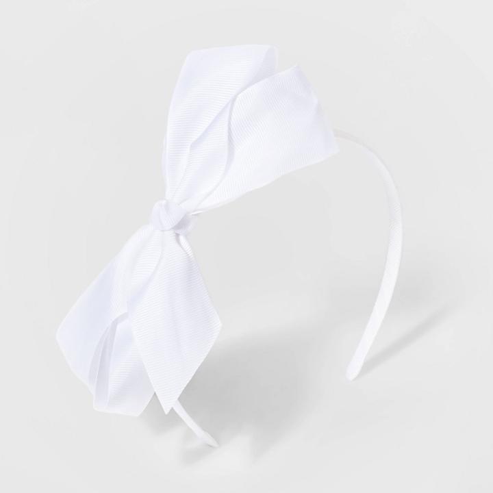 Girls' Solid Ribbon Bow Headband - Cat & Jack White