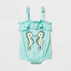 Baby Girls' Seahorse Romper - Cat & Jack Aqua Newborn, Girl's, Green