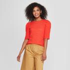 Women's Puff Sleeve Ringer T-shirt - Who What Wear Red