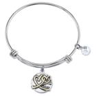 Target Women's Stainless Steel Two Tone Precious And Few Are Sisters Like You Expandable Bracelet - Silver/gold