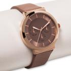 Women's Tan Strap Watch With Gold Face And Bezel - Xhilaration Gold, Rose Gold