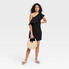 Women's One Shoulder Ruffle Sleeveless Dress - A New Day Black