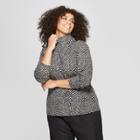 Women's Plus Size Leopard Print Long Sleeve Turtle Neck - Who What Wear Gray