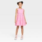 Girls' Sleeveless Eyelet Tiered Dress - Cat & Jack Bright Pink