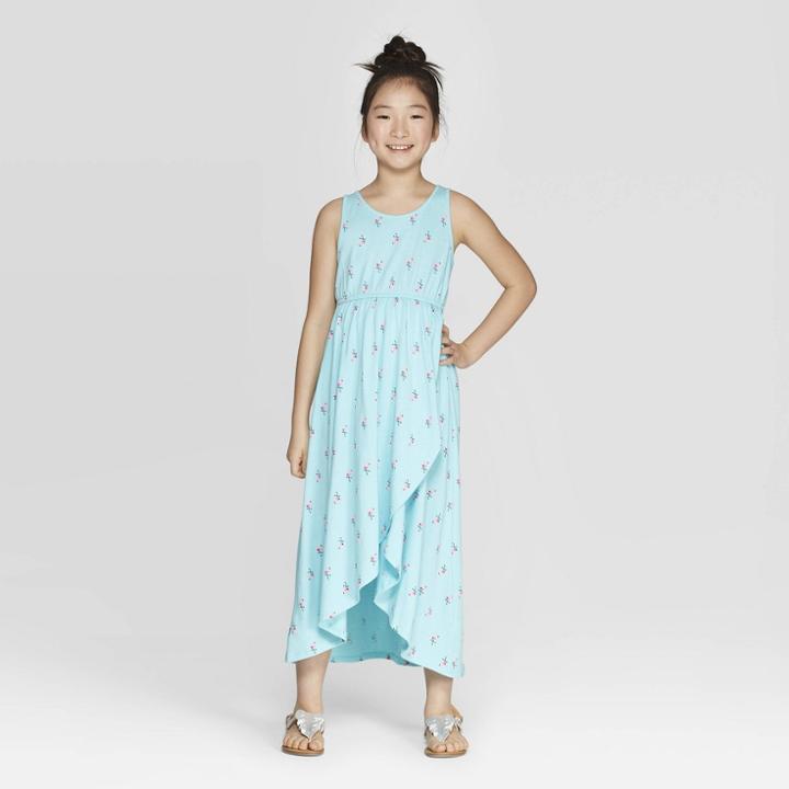 Girls' Knit Flamingo Print Maxi Dress - Cat & Jack Aqua