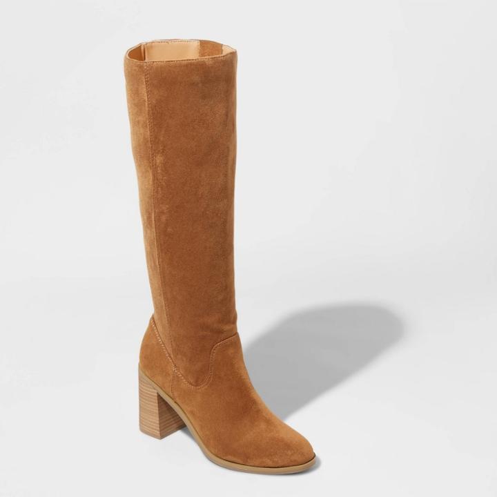 Women's Antonia Microsuede Heeled Riding Boots - Universal Thread Cognac