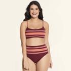 Women's Slimming Control Bralette Bikini Top - Beach Betty By Miracle Brands Maroon Colorblock