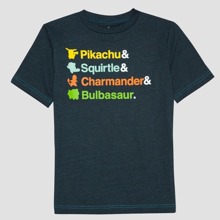 Boys' Pokemon Short Sleeve T-shirt - Black Acid