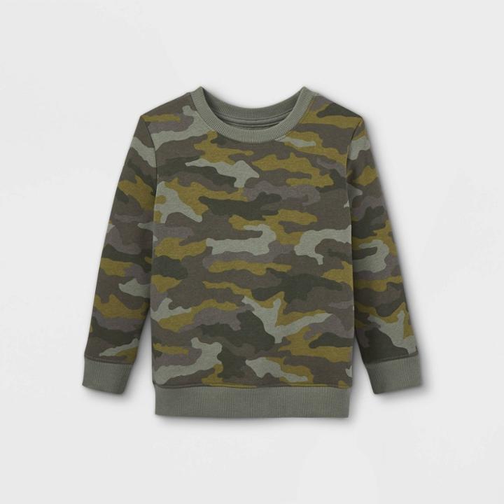 Toddler Boys' Fleece Crew Neck Pullover Sweatshirt - Cat & Jack Green