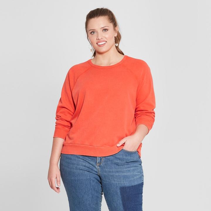 Women's Plus Size Crew Sweatshirt - Universal Thread Orange X