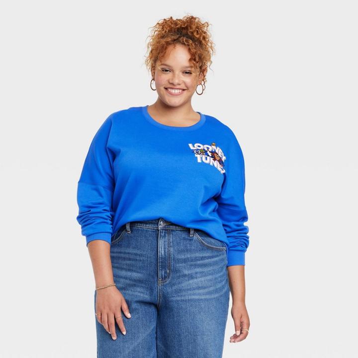 Women's Looney Tunes Plus Size That's All Folks Graphic Sweatshirt - Blue