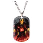 Men's Marvel Iron Man Graphic Stainless Steel Dog Tag Pendant With Chain (22), Size: