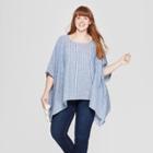 Women's Striped Plus Size Kimono - Universal Thread Chambray