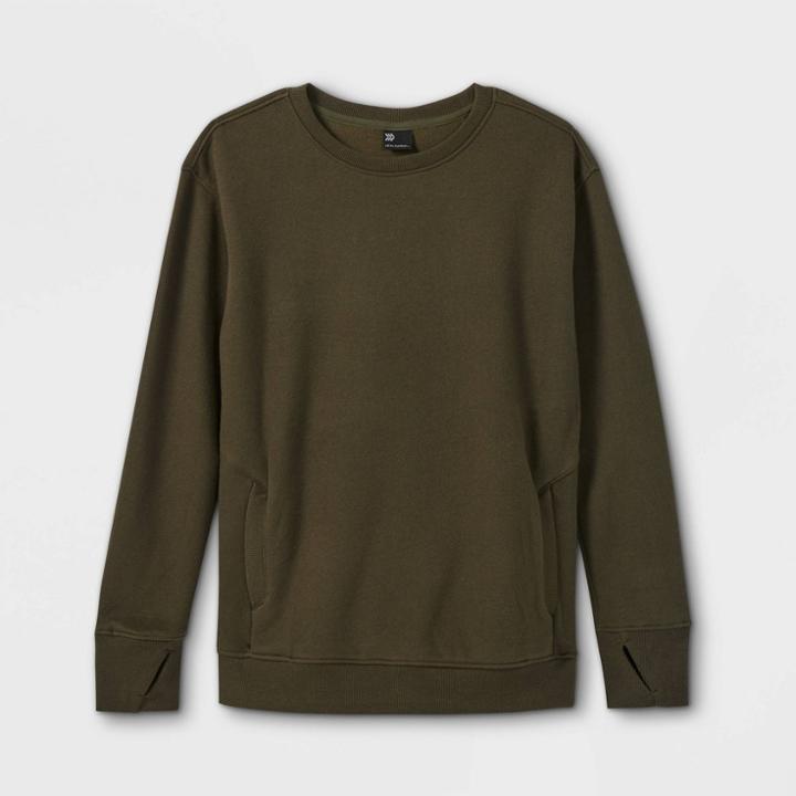 Boys' Fleece Crewneck Sweatshirt - All In Motion Olive Green