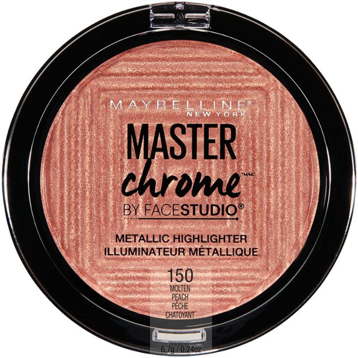 Maybelline Facestudio Master Chrome Metallic Highlighter 150 Molten Peach - 0.24oz,
